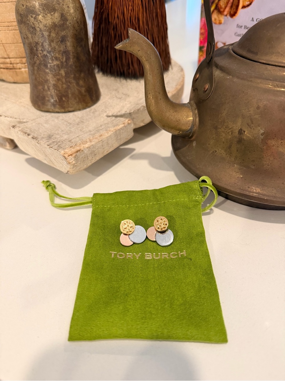 Tory Burch Gold, Silver & Rose-Tone Triple Disc Stud Earrings